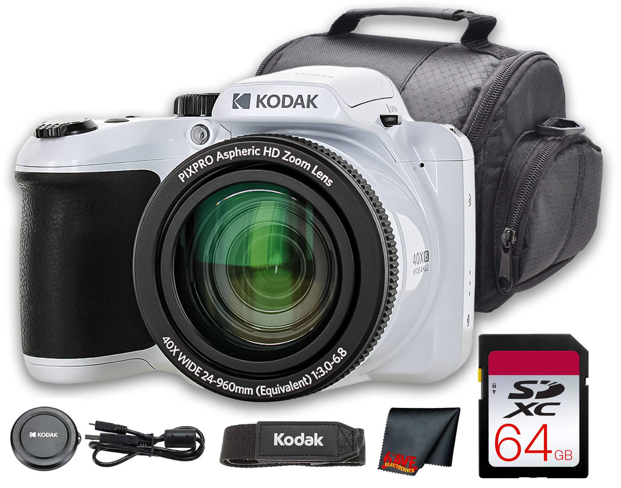 KODAK PIXPRO Aspheric HD Zoom Lens 40X  
40X WIDE 1:3.0-6.8 24-960mm (Equivalent)  
KODAK ELECTRONICS SAVE B SP XC 64GB SDXC