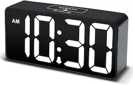 FINEAK - Small Digital Alarm Clock for Bederoom, Electric Bedside Desk Clock with USB Charging Port - White
