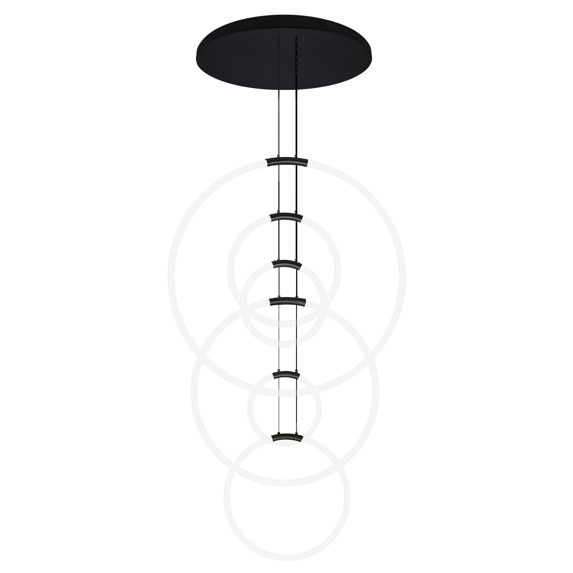 Alt View 1. CWI Lighting - Hoops 6 Light LED Chandelier With Black Finish - Black.