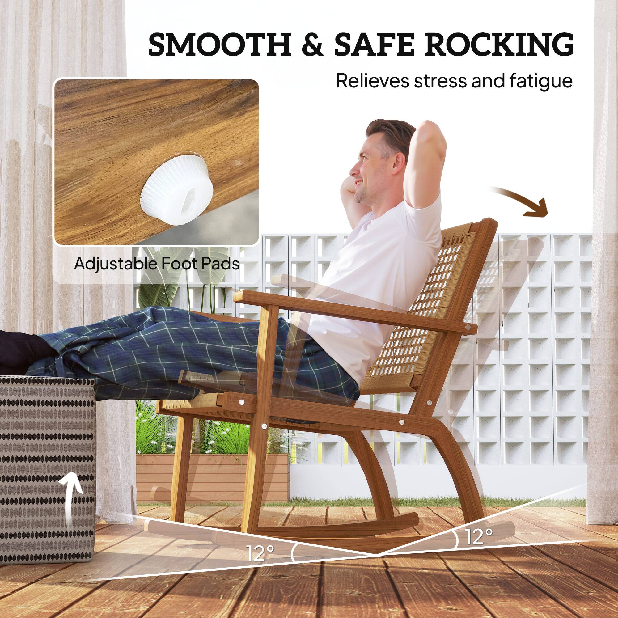 SMOOTH & SAFE ROCKING Relieves stress and fatigue Adjustable Foot Pads 12° 12°