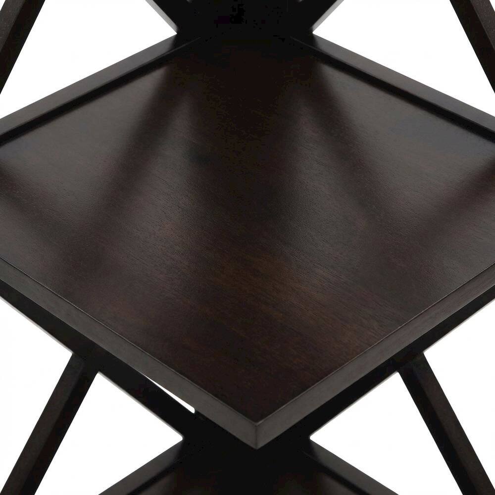 Alt View 2. FurniFact - Corner bookcase in a sleek finish with five spacious shelves - Espresso.