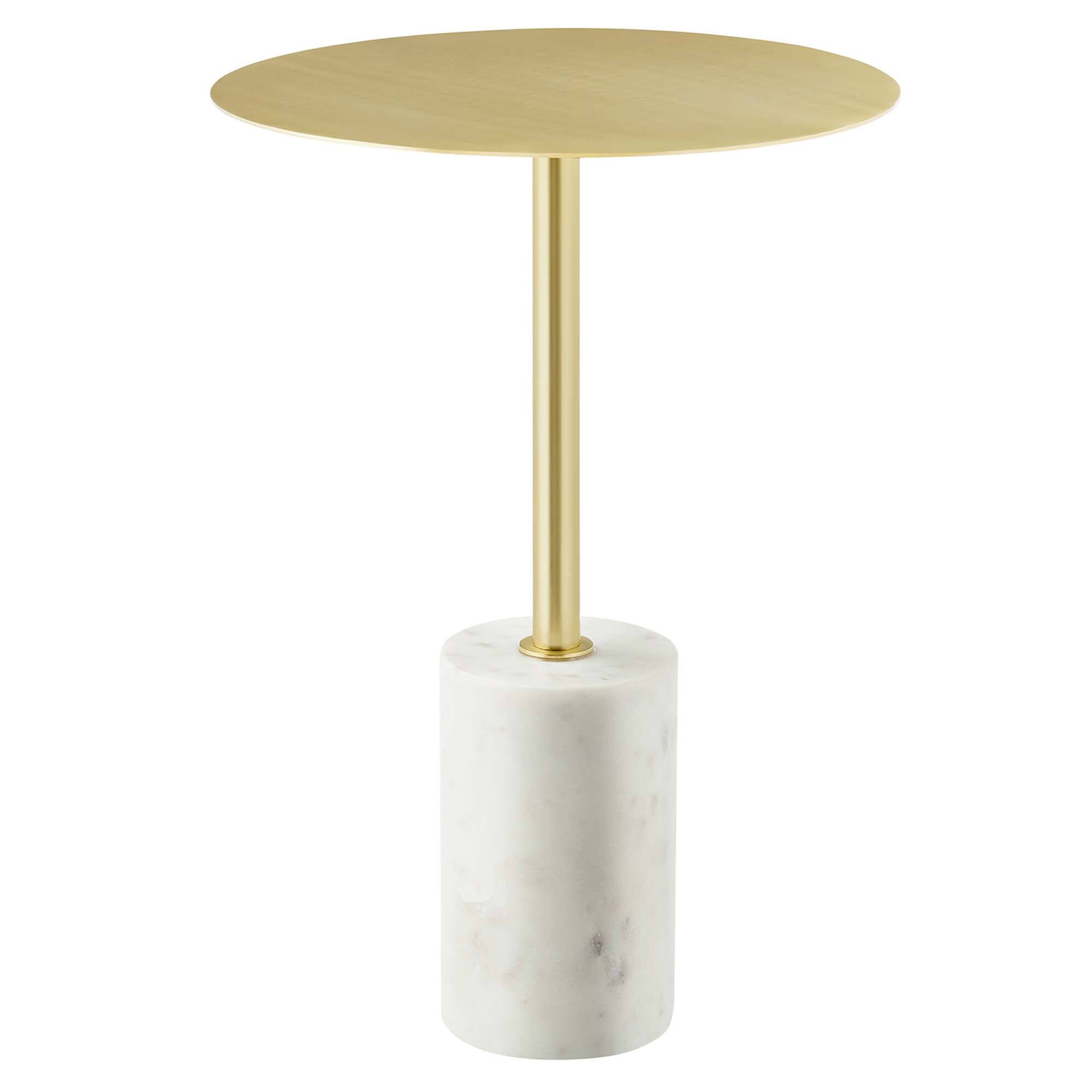 Angle. Modway - Lyric Round Side Table by Modway - White Brass.