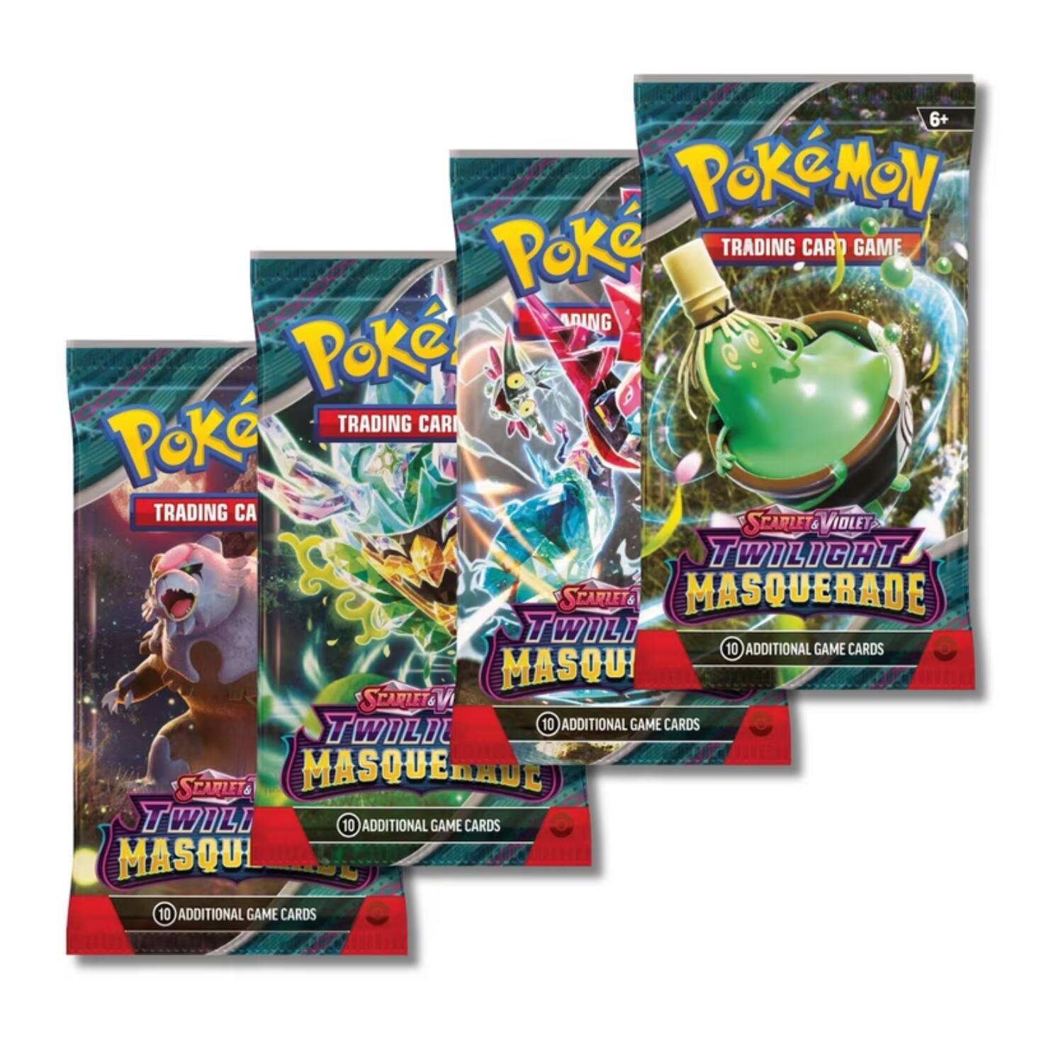 6+ Pokémon Trading Card Game: Twilight Masquerade  
Scarlet & Violet  
10 Additional Game Cards  

Pokémon Trading Card Game: Twilight Masquerade  
Scarlet & Violet  
10 Additional Game Cards  

Pokémon Trading Card Game: Twilight Masquerade  
Scarlet & Violet  
10 Additional Game Cards  

Pokémon Trading Card Game: Twilight Masquerade  
Scarlet & Violet  
10 Additional Game Cards