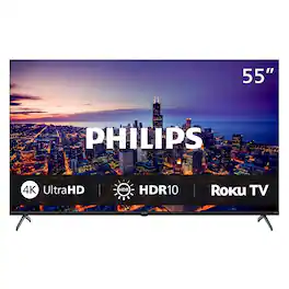 Philips - 55” Class 6000 Series LED 4K UHD Smart Roku TV
