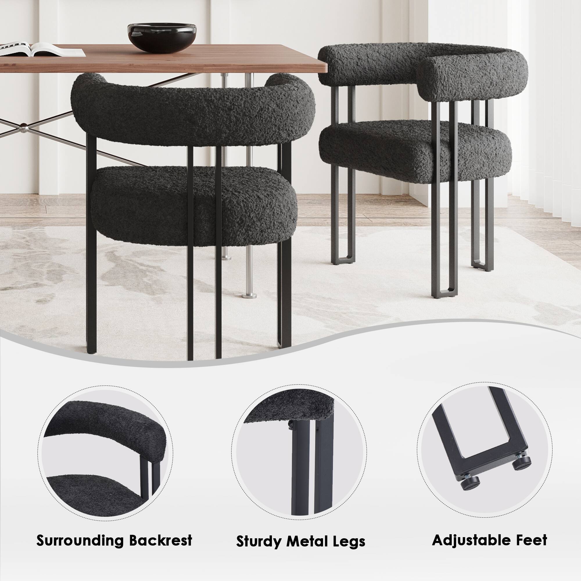 Surrounding Backrest  
Sturdy Metal Legs  
Adjustable Feet