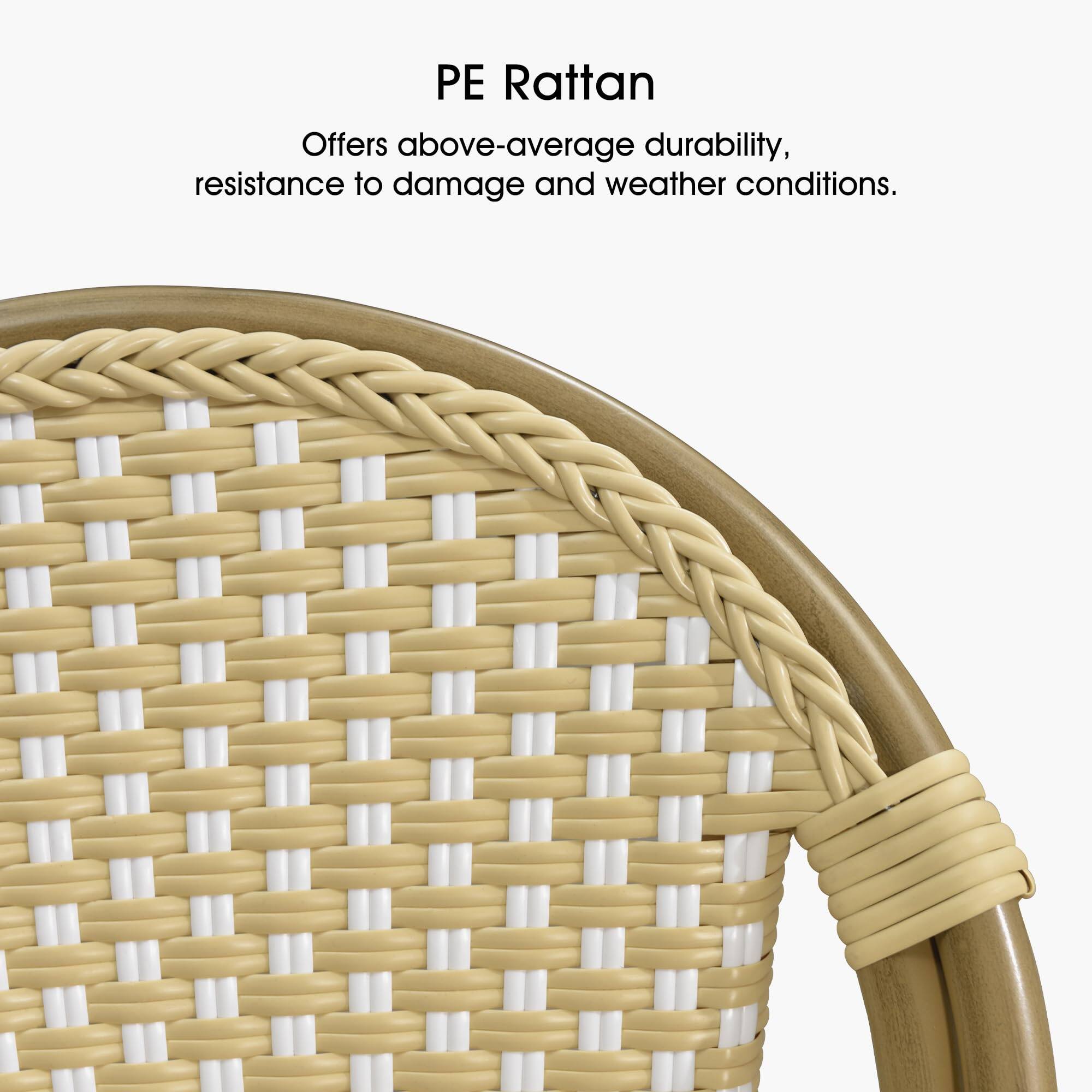 PE Rattan  
Offers above-average durability, resistance to damage and weather conditions.
