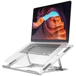 HongFei - Adjustable Laptop Stand, Ergonomic Aluminum Portable Computer Riser - Silver