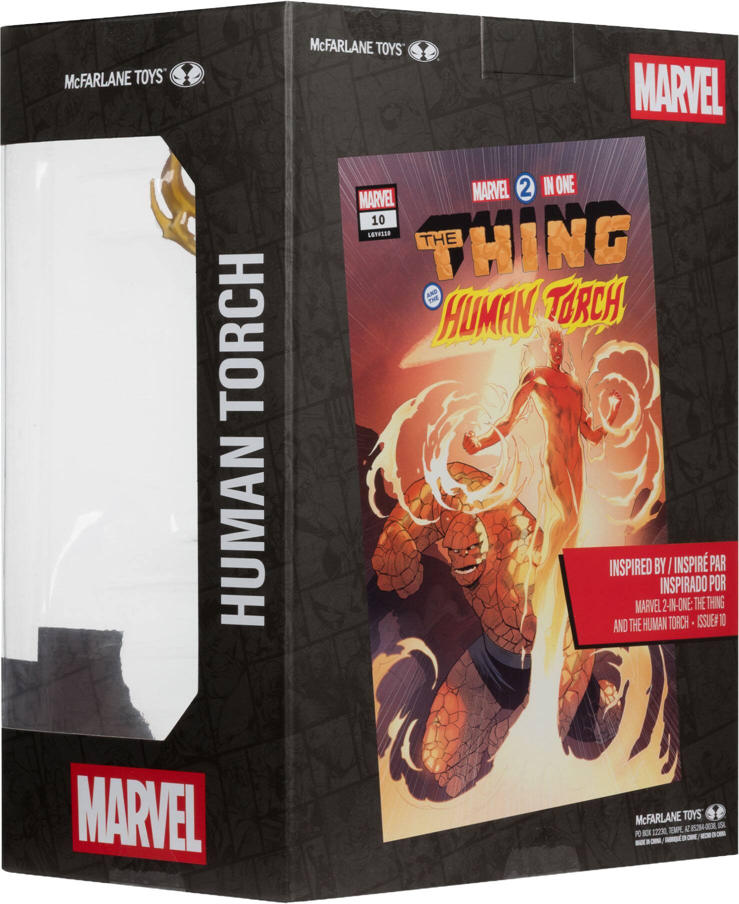 McFARLANE TOYS, McFARLANE TOYS, MARVEL, TORCH, HUMAN, MARVEL, 2 IN ONE, MARVEL, 10, LETF118, THING, THE, AND THE, TORCH, HUMAN, INSPIRED BY, I, INSPIR PAR, INSPIRADO POR, MARVEL, 2-IN-ONE: THE THING AND THE HUMAN TORCH ISSUE #10, McFARLANE TOYS, A 254-00, P BOR 122, IMPE - . OR - D - AMc HORQIE