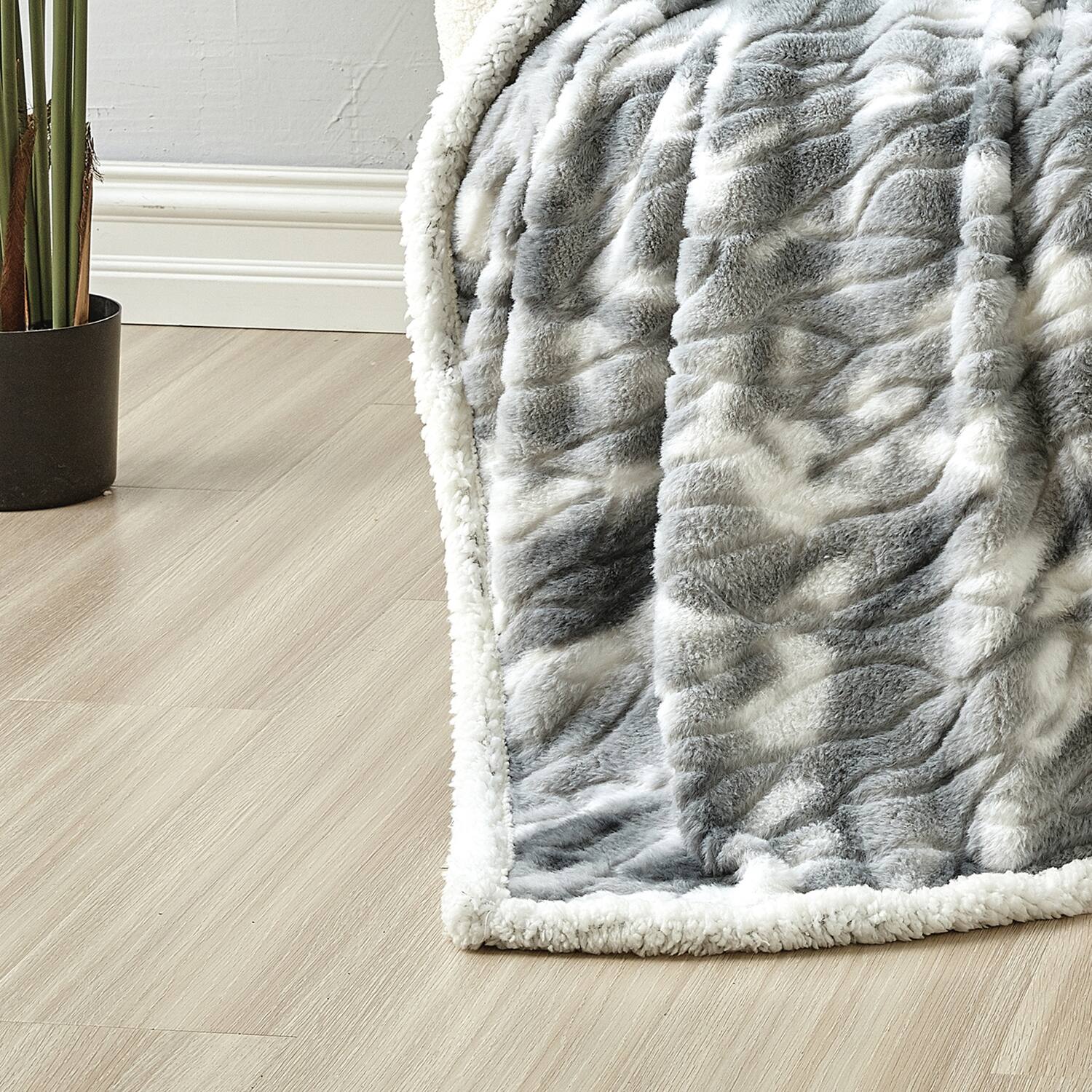 Alt View 3. Noble House - Plazatex Alaska Sherpa Decorative Super Soft Throw Blanket for Sleep/Decor 2 Pack 50" x 60" Grey - Grey.