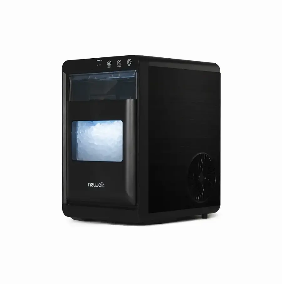 Newair NIM044BSN2 product photograph Newair NIM044BSN2 black nugget ice machine isolated on white background.