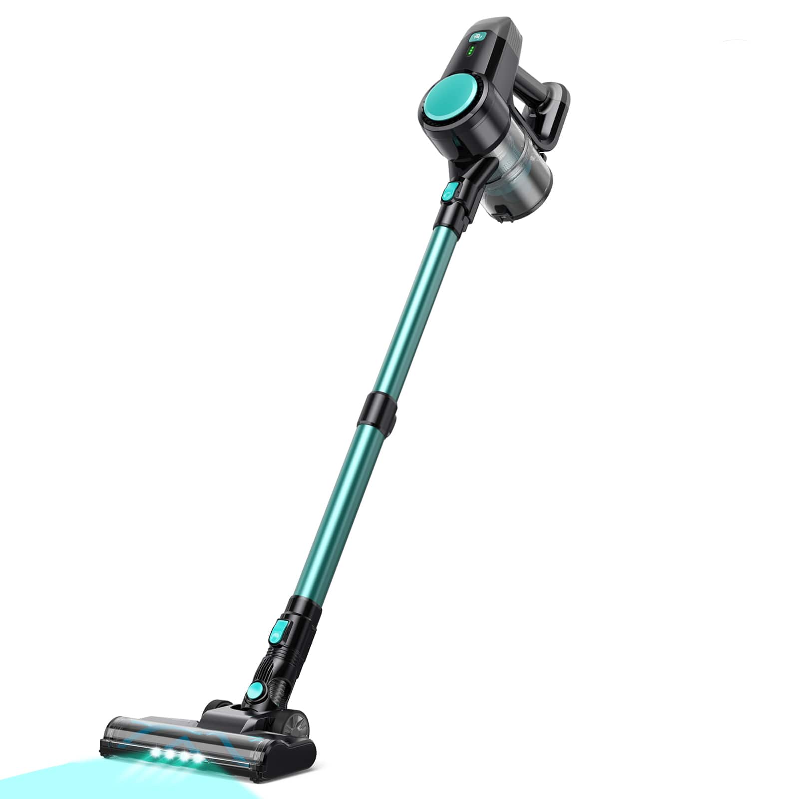 INSE - Cordless Vacuum Cleaner, Powerful Suction Vacuum with Telescopic Tube, LED Display, for Hardfloor, Carpet, Pet Hair - Cyan