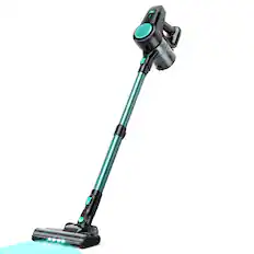Front. INSE - Cordless Vacuum Cleaner, Powerful Suction Vacuum with Telescopic Tube, LED Display, for Hardfloor, Carpet, Pet Hair - Cyan.