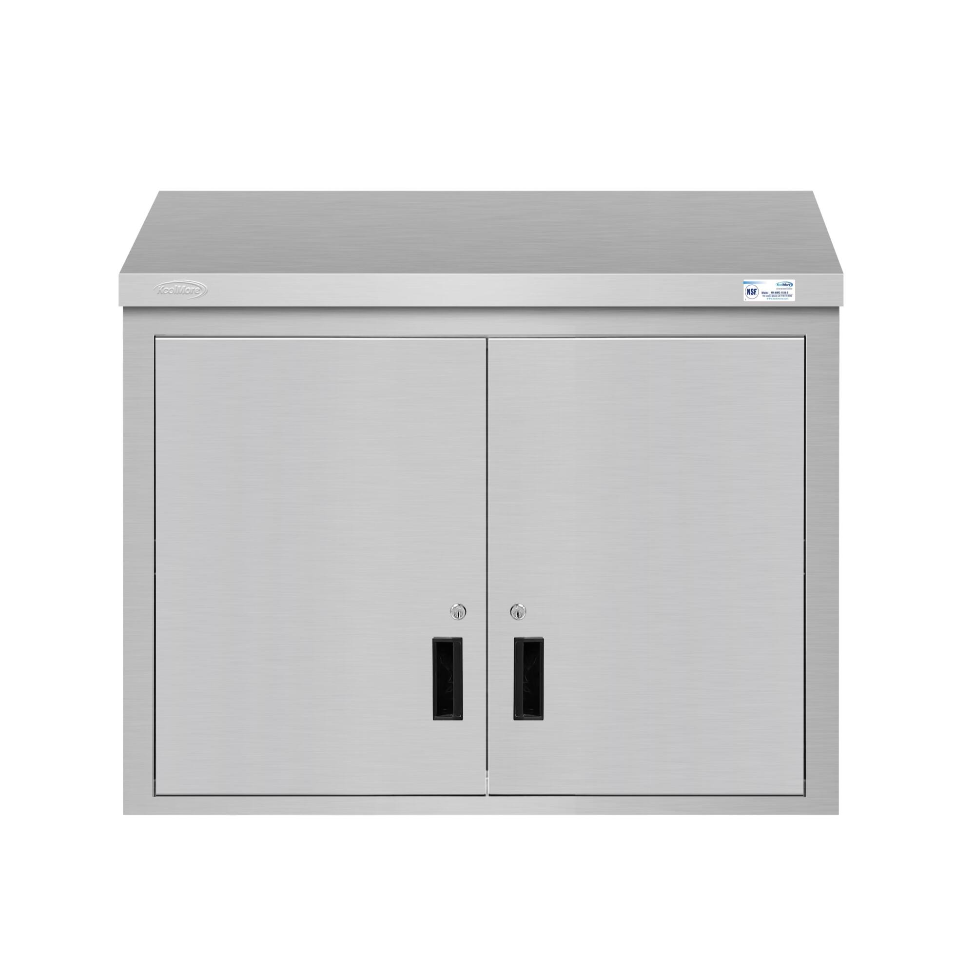 Front. Koolmore - 36 in. Kitchen Wall Cabinet with Hinged Doors and 2 shelves in Stainless-Steel (KM-WMC-1536-S) - Stainless-Steel.
