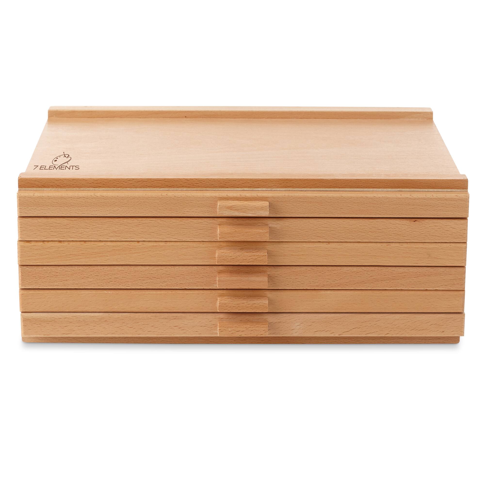 7 Elements Multi Drawer Beechwood Artist Storage Supply Box Natural ...