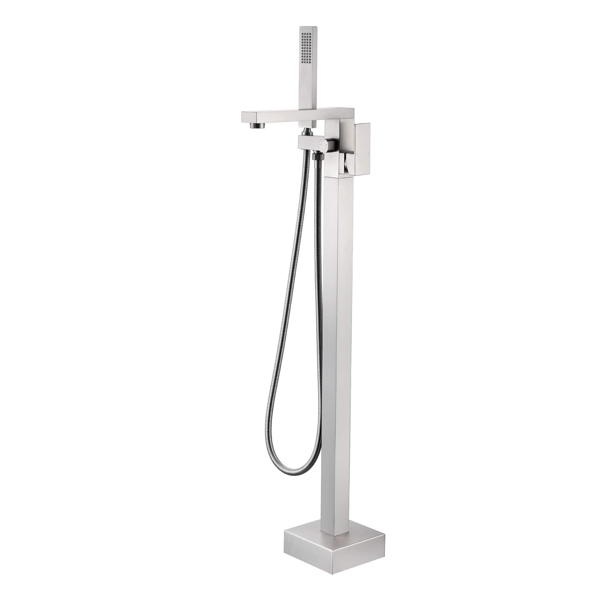 Boyel Living - Freestanding Bathtub Faucet Solid Brass Handheld Spray 60-Inch Steel Hose cUPC - Brushed Nickel
