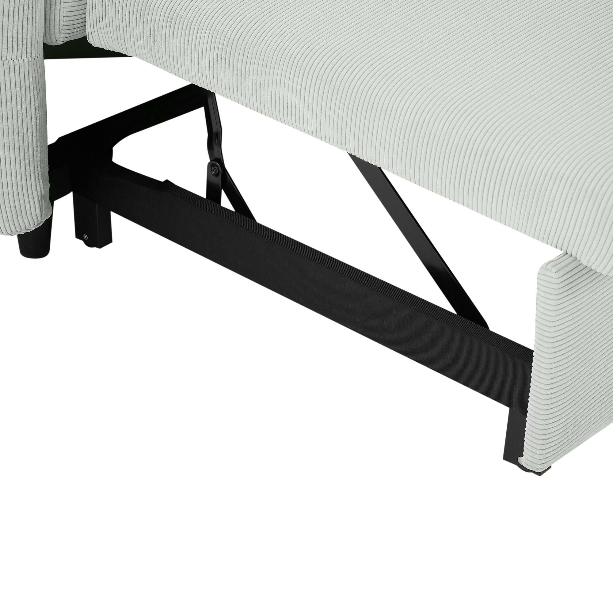 Back. GOODSILO - 57-Inch Pull-Out Convertible Sofa Bed Loveseat with Adjustable Backrest and USB Charging Ports for Modern Living Spaces - Pale Green.