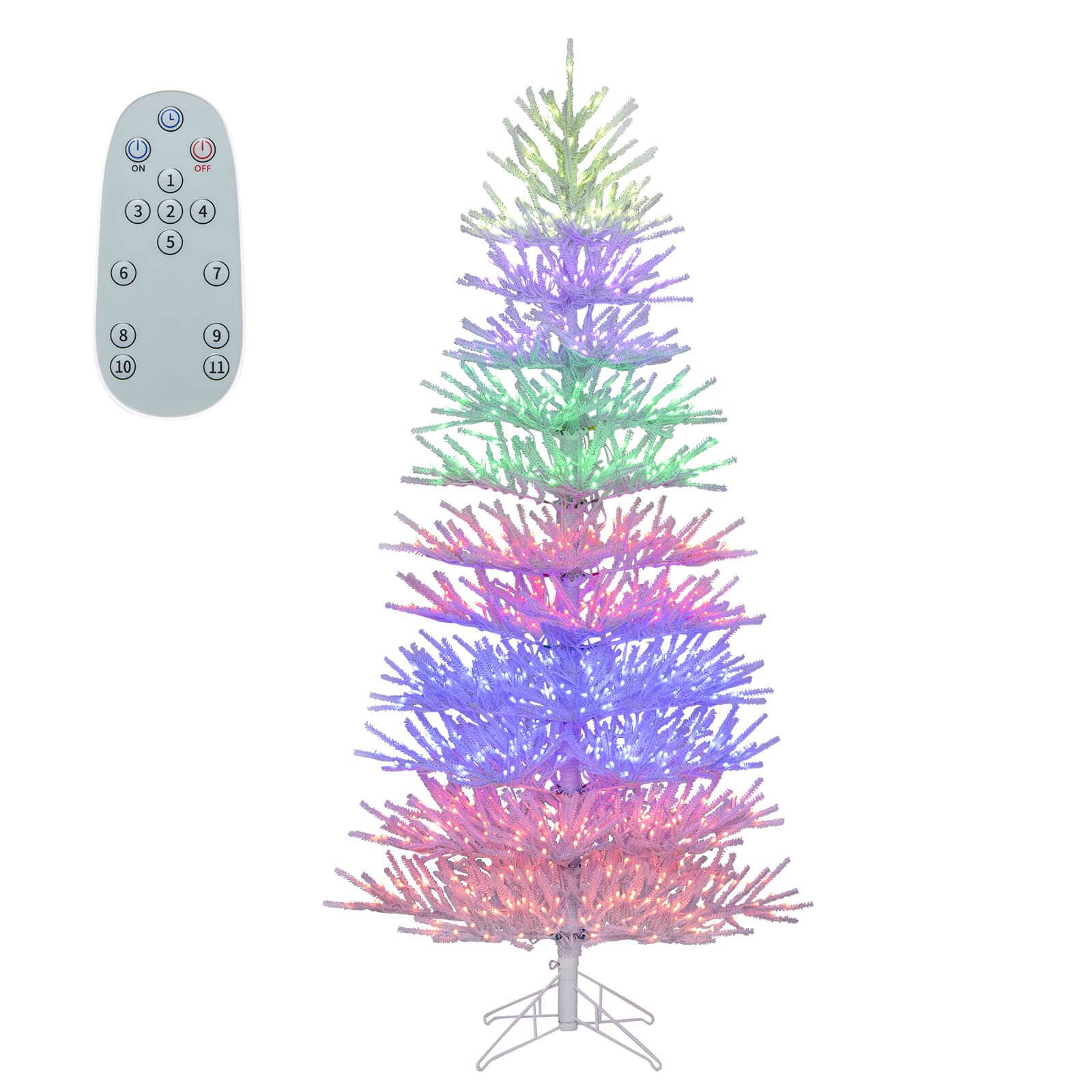 Costway - 7 FT Artificial Xmas Tree Hinged Christmas Tree with 820 Coral-Like Branch Tips - White