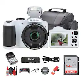 Kodak - Pixpro AZ255 Digital Camera (AZ255WH) Bundle with Accessories - White