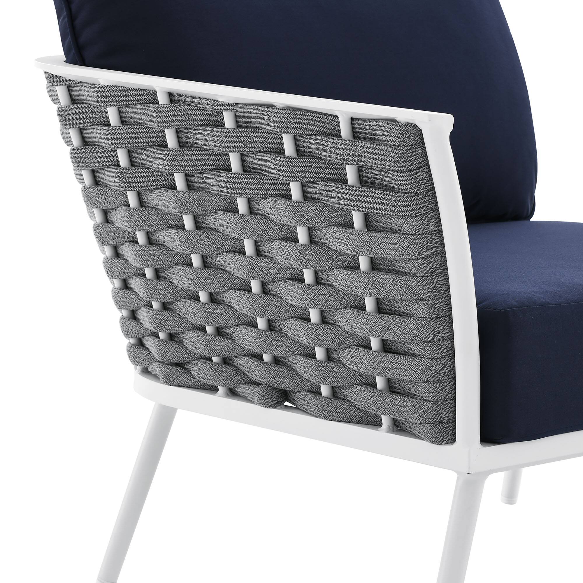 Alt View 4. Modway - Stance Outdoor Patio Aluminum Left-Facing Armchair by Modway - White Navy.