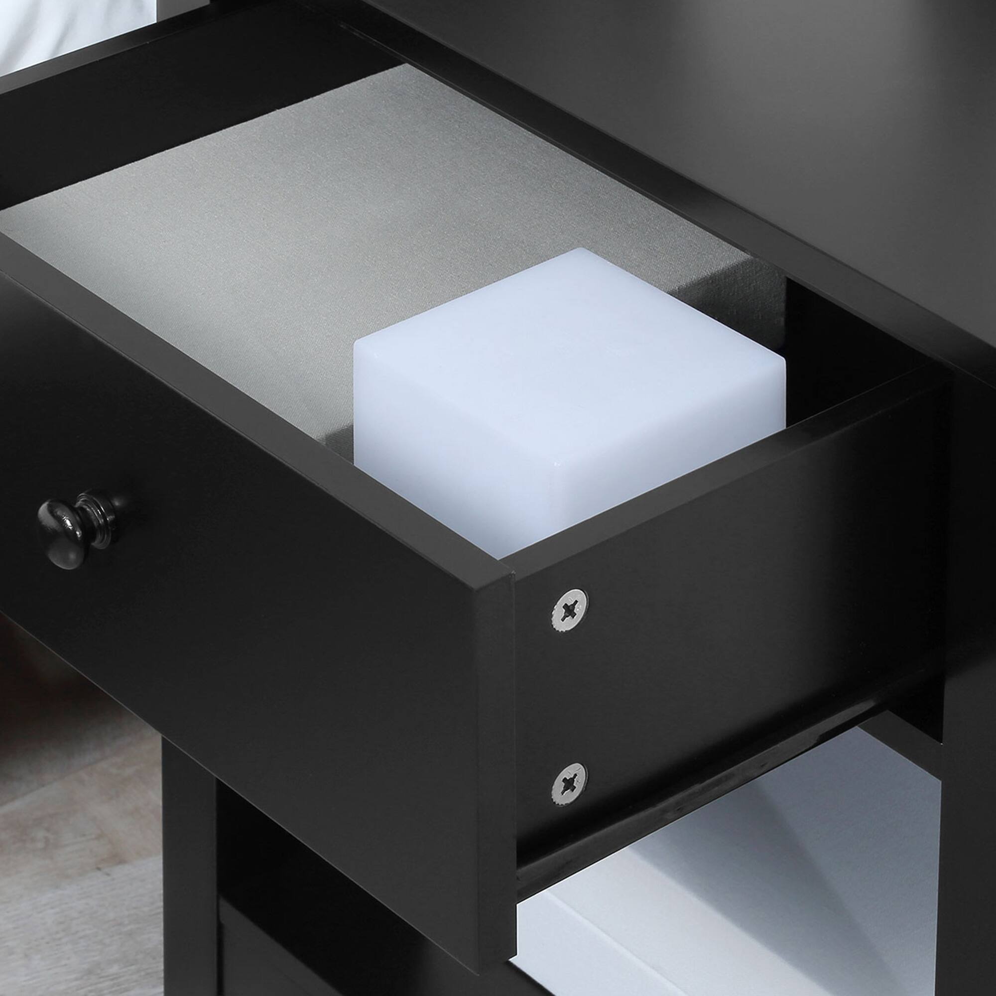 Alt View 8. Homcom - 2-Tier End Table w/ Drawer & Storage Shelf, Modern Sofa Side Table for Living Room - Black.