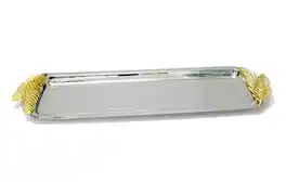 Jiallo - Aurelia Leaf Rectangular tray w/gold fern: 21.5x7.5" - Silver /Gold