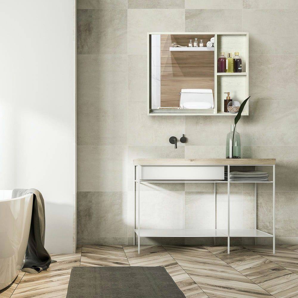 Back. Kadyn - 31.5" x 25.5" Bathroom Medicine Cabinet with Mirror, Storage Shelf, Over Toilet Bathroom Cabinet Wall Mounted, White - White.