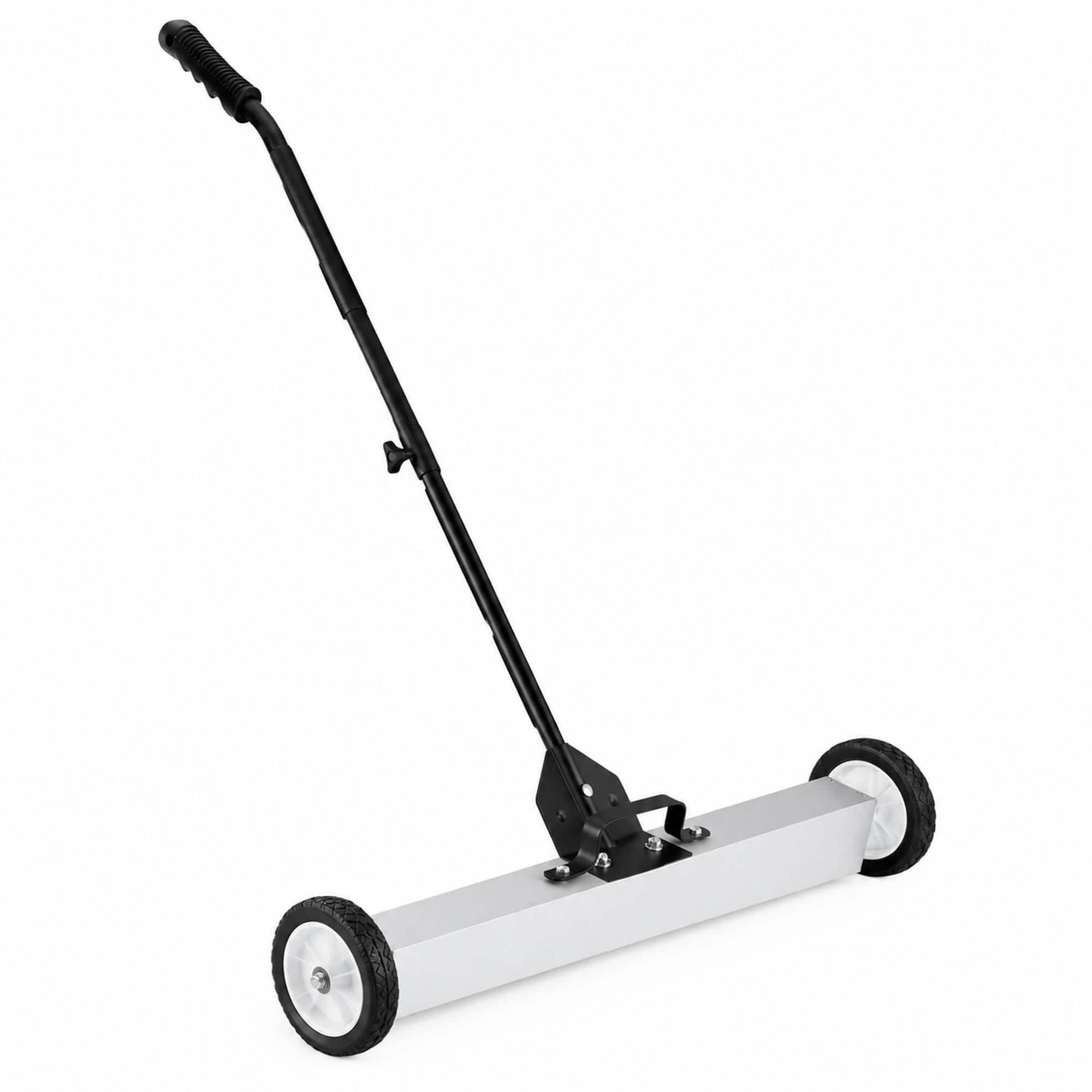 RYHNUYNE - 55 lbs Rolling Magnetic Sweeper, 36 in Wide Magnet, Telescoping Handle, Push-Type Pickup for Garage Yard - White