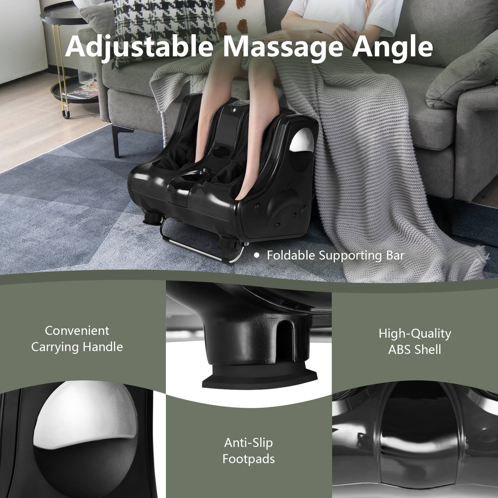 Adjustable Massage Angle Foldable Supporting Bar Convenient Carrying Handle High-Quality ABS Shell Anti-Slip Footpads