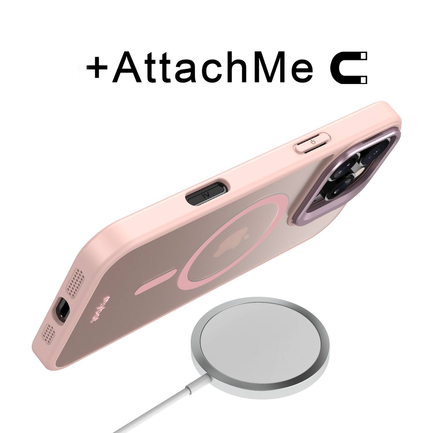 Alt View 2. Mybat - MyBat InFrame MagSafe Case with Kickstand for Apple iPhone 16 Pro Max - Pink - Clear/Pink.