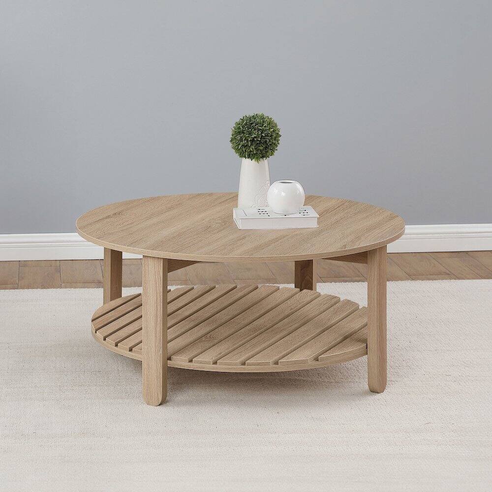 Alt View 5. Coaster Co. of America - Fowler 1-shelf Round Engineered Wood Coffee Table Natural - Brown.