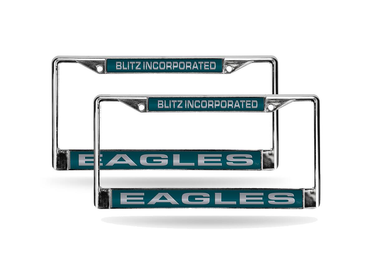 Philadelphia Eagles Blitz Inc Chrome Metal Laser License Plate Frame - Set of 2 Frames