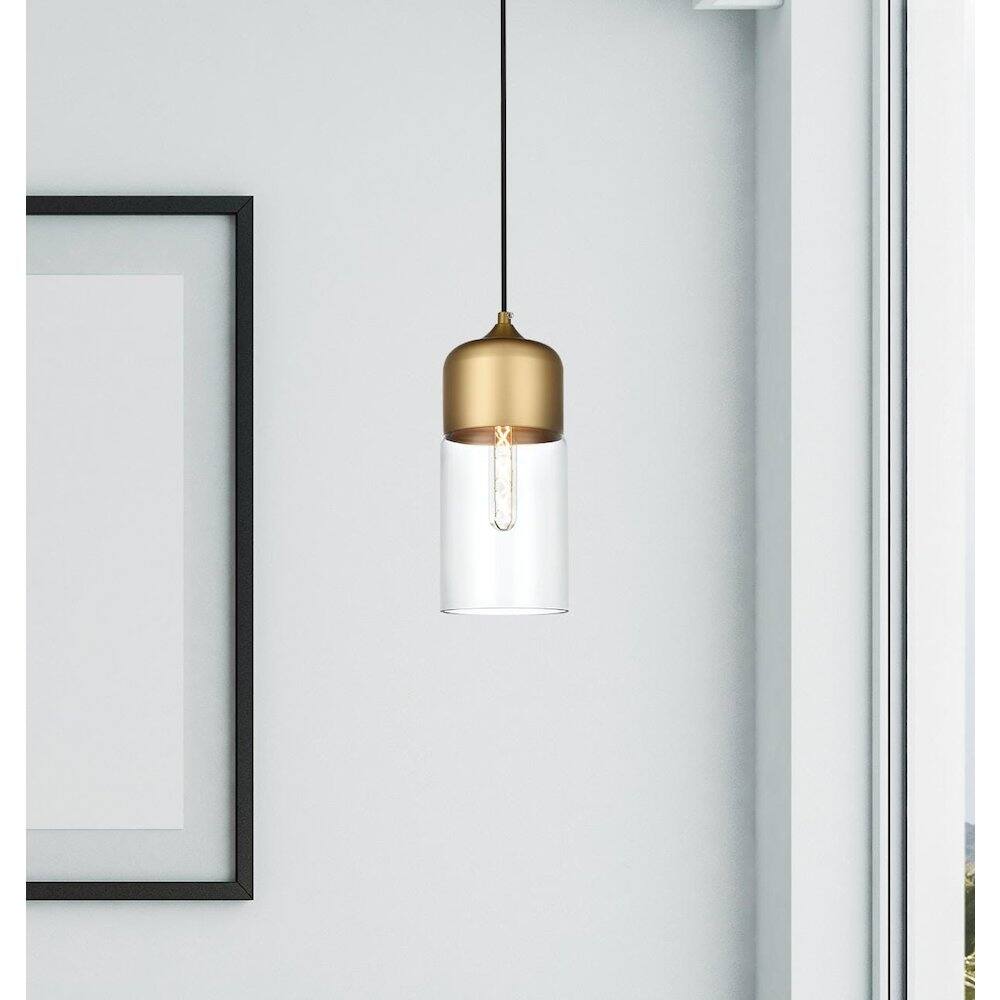 Alt View 6. Living District - Ashwell 5 Inch Pendant Clear Shade in Satin Gold - Satin Gold And Clear.