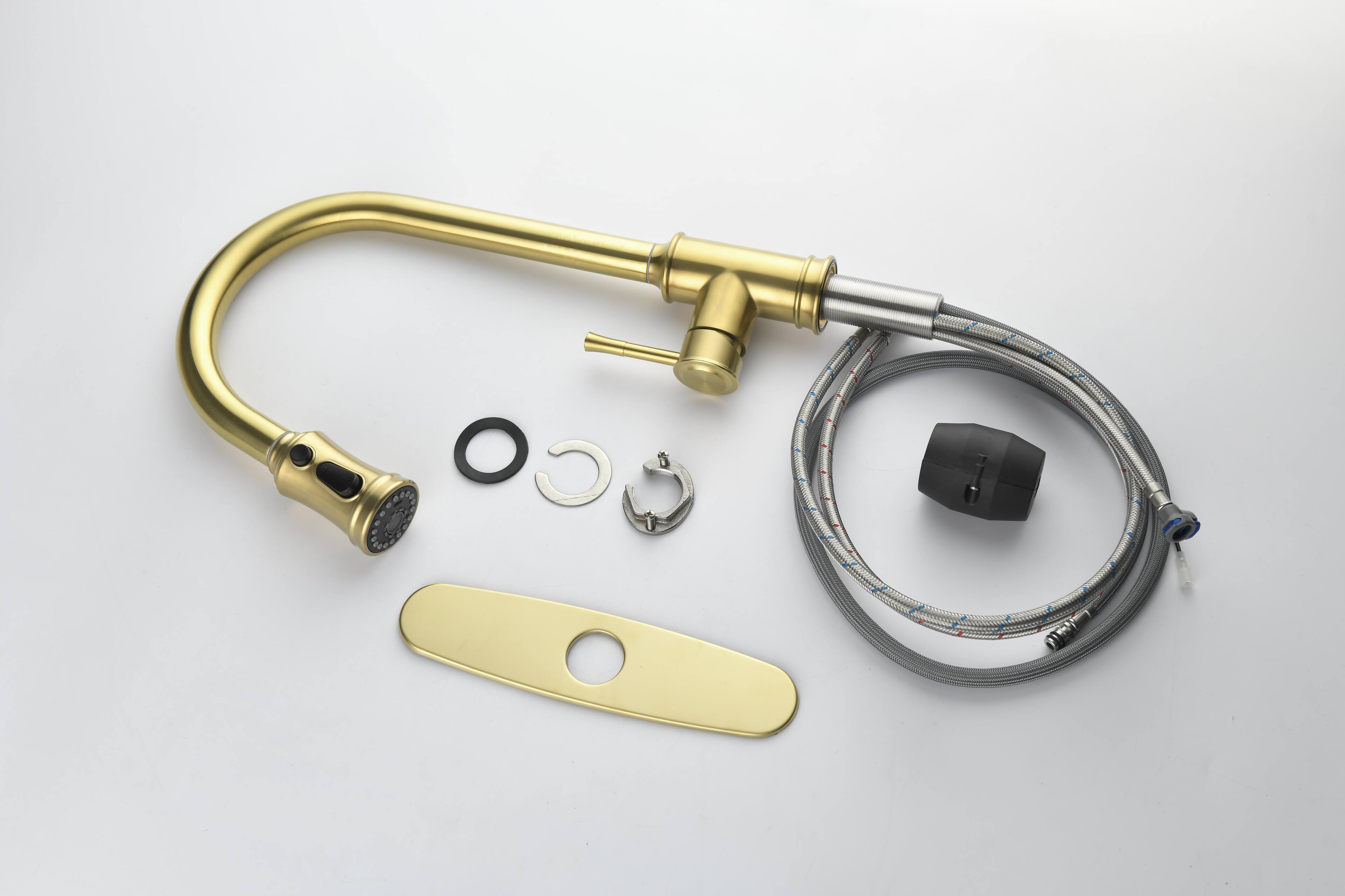 Alt View 9. Siljoy - Single Handle High Arc Pull Out Kitchen Faucet,Single Level Stainless Steel Kitchen Sink Faucets with Pull Down Sprayer - Brushed Gold.