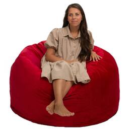 Ultimate Sack - 4ft Bean Bag Chair, Oversized Indoor Comfy Lounger, Red Suede - Re