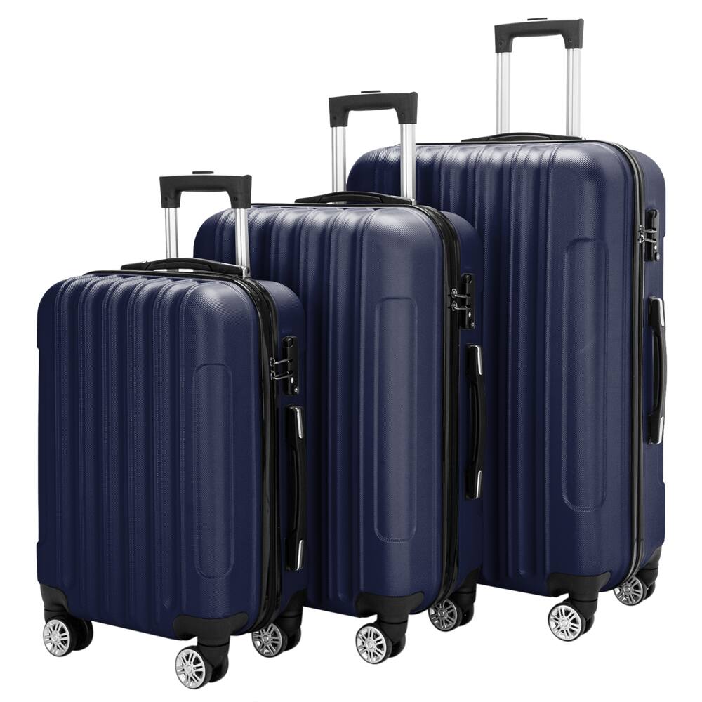 Alt View 1. Winado - 20"/24"/28" 3 Piece Trolley Carry On ABS Luggage Lightweight Hardside Suitcase Set Spinner Wheels & TSA Lock for Travel - Dark Blue.