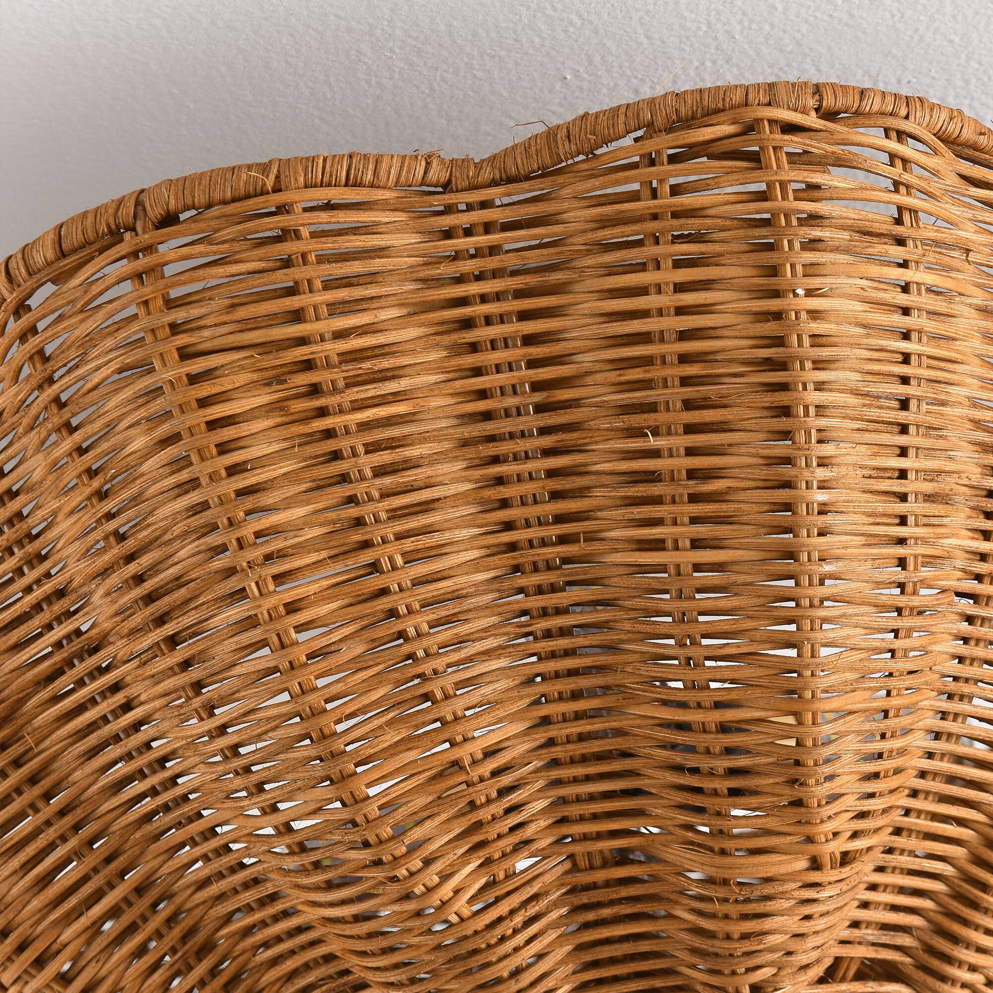 Alt View 6. Parrot Uncle - 15 Inch Boho Scalloped Rattan Flush Mount Ceiling Light 3 Light Wicker Fixture - Natural.