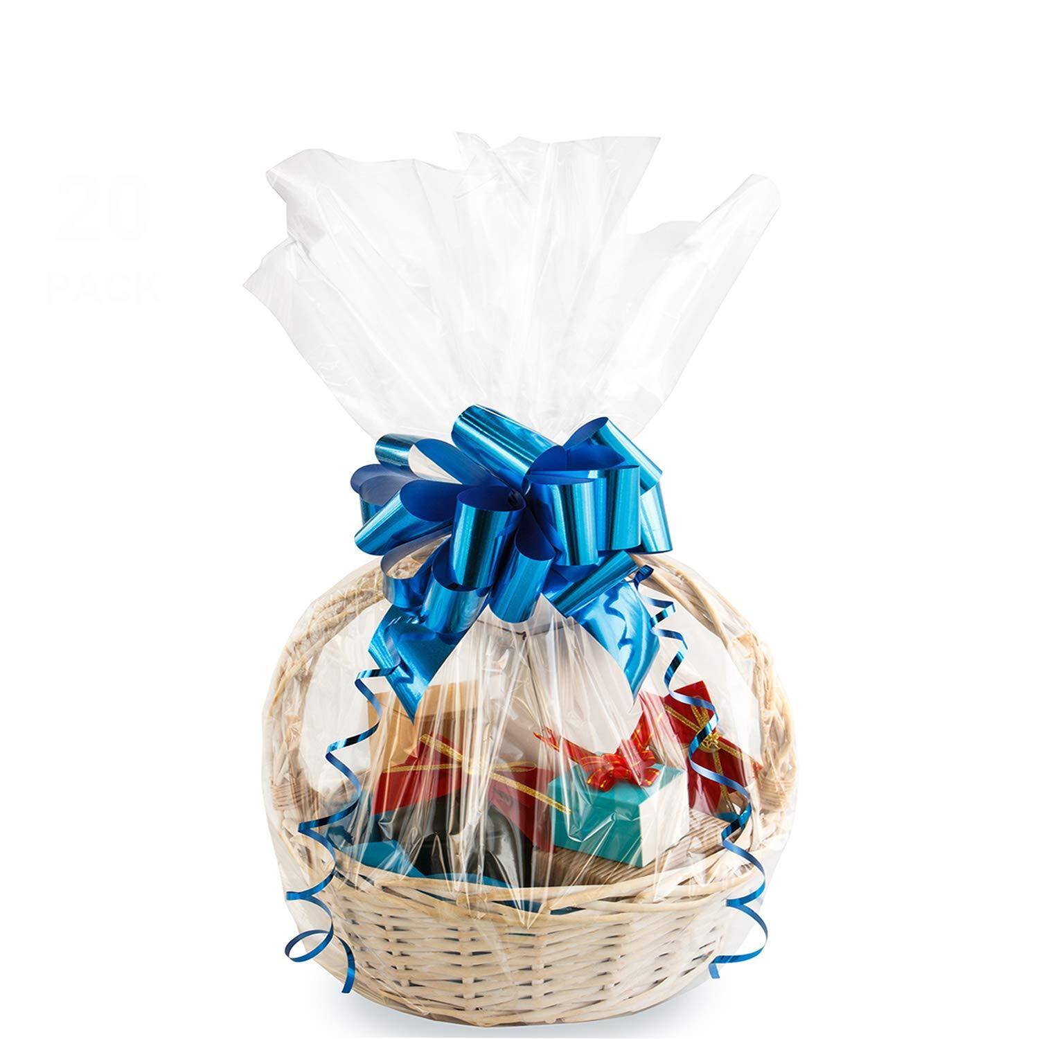 Front. Paradigms Interiors - Large Cellophane Bags For Gift Basket Inches Clear - 20 Count (Pack of 1).