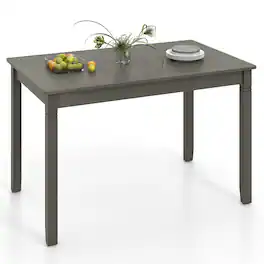 Gymax - 48'' Wooden Dining Table for 4 People w/ Rubber Wood Legs Rectangular Table - Gray