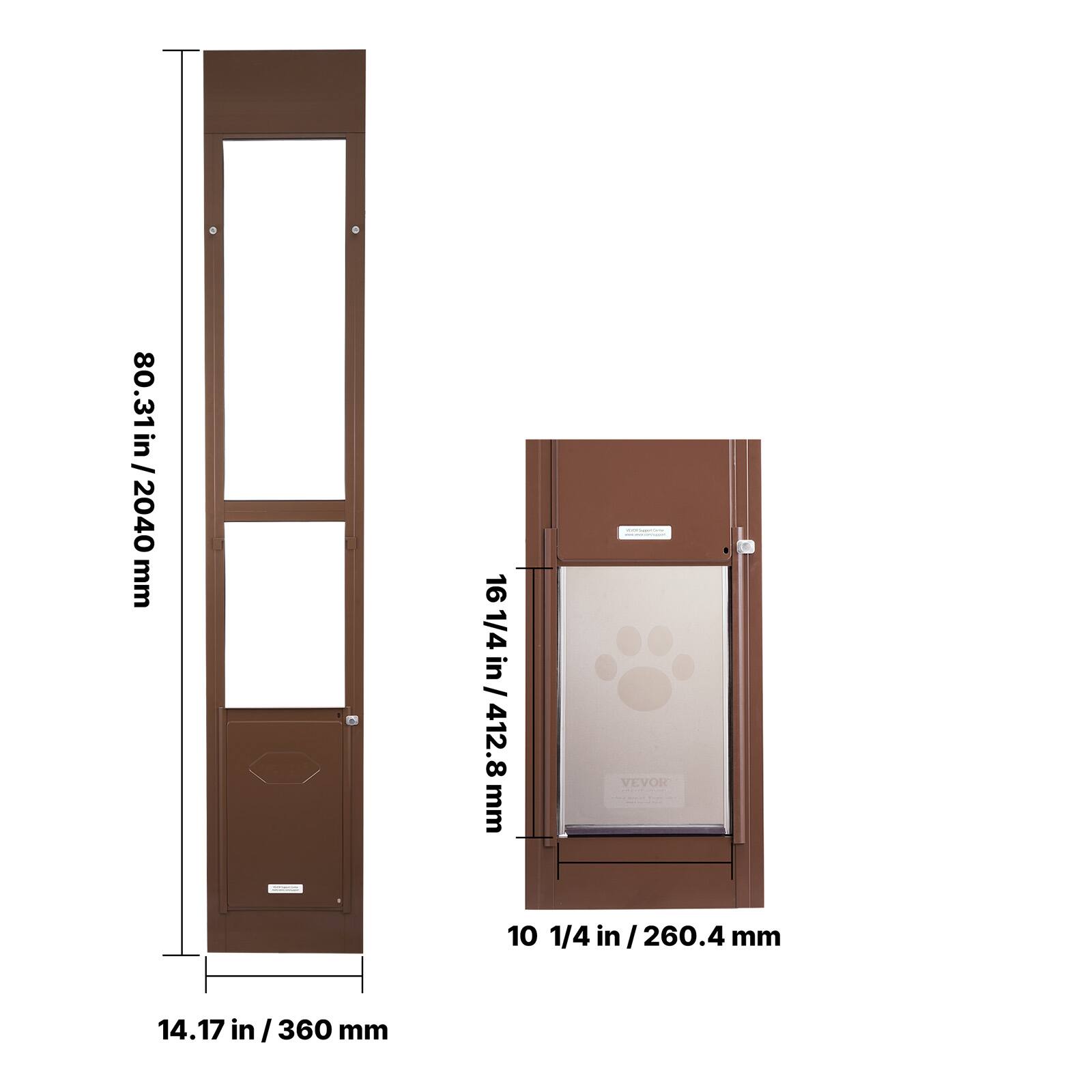 80.31 in / 2040 mm  
16 1/4 in / 412.8 mm  
10 1/4 in / 260.4 mm  
14.17 in / 360 mm