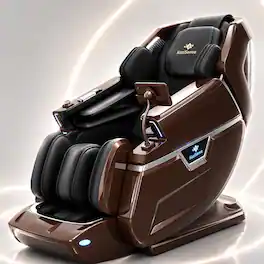 KoziSense - KZ-L66 Dual 4D+3D Luxury Massage Chair,Deep Zero Gravity,Thai Stretch,Auto Extend Legrest,Heat,FREE White Glove Delivery - Brown and Black