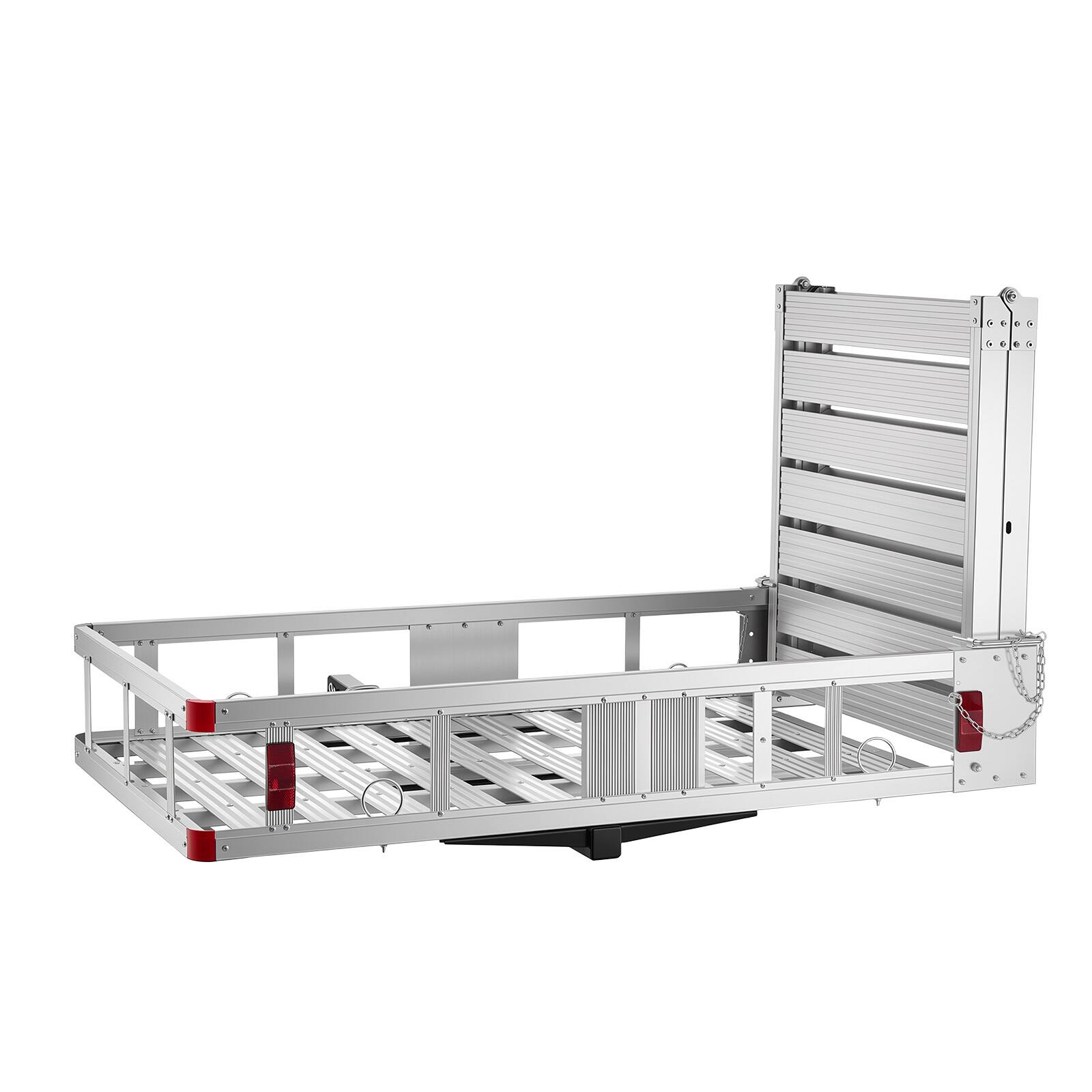 Alt View 5. VEVOR - Hitch Mount Wheelchair Carrier, 500LBS Mobility Scooter Carrier with Double-Folding Ramp, Aluminum Hitch Cargo Basket - Silver.