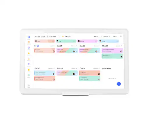 Jul 03 2026 03:10 PM
102F
Week 03-09
Filler
Home
Mia 0/0
Leo 0/0
Chloe 0/0
Ethan 0/0
Calendar
Fri 03
1 event
Sat 04
1 event
Sun 05
1 event
Mon 06
2 events
Tasks
Play date 03:00-05:30 PM
Family hike 10:00 AM-11:00 PM
Farmers market 09:00-11:30 AM
Dentist appointment 02:00-03:30 PM
Rewards
Band practice 03:30-05:00 PM
Meals
Photos
Tue 07
2 events
Wed 08
1 event
Thu 09
2 events +
Next Week
Lists
Client presentation 10:00 AM-01:00 PM
Family movie night 07:00-09:00 PM
Play date