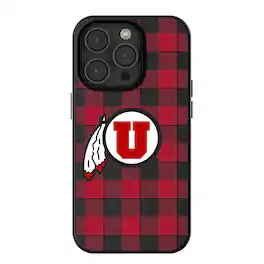 Keyscaper - NCAA - Utah Utes Plaid Magnetic Bump iPhone Case - 13 - Black