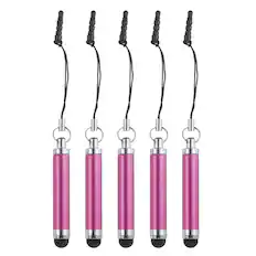 Front. Unique Bargains - 5pcs Metallic Stylus Pen Retractable Aluminum Alloy Mini Capacitive Pens for Universal All Touch Screen Devices - Rose Red.