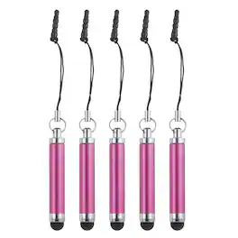 Unique Bargains - 5pcs Metallic Stylus Pen Retractable Aluminum Alloy Mini Capacitive Pens for Universal All Touch Screen Devices - Rose Red