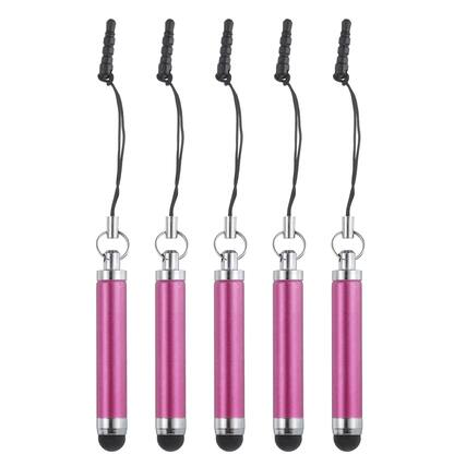 Front. Unique Bargains - 5pcs Metallic Stylus Pen Retractable Aluminum Alloy Mini Capacitive Pens for Universal All Touch Screen Devices - Rose Red.