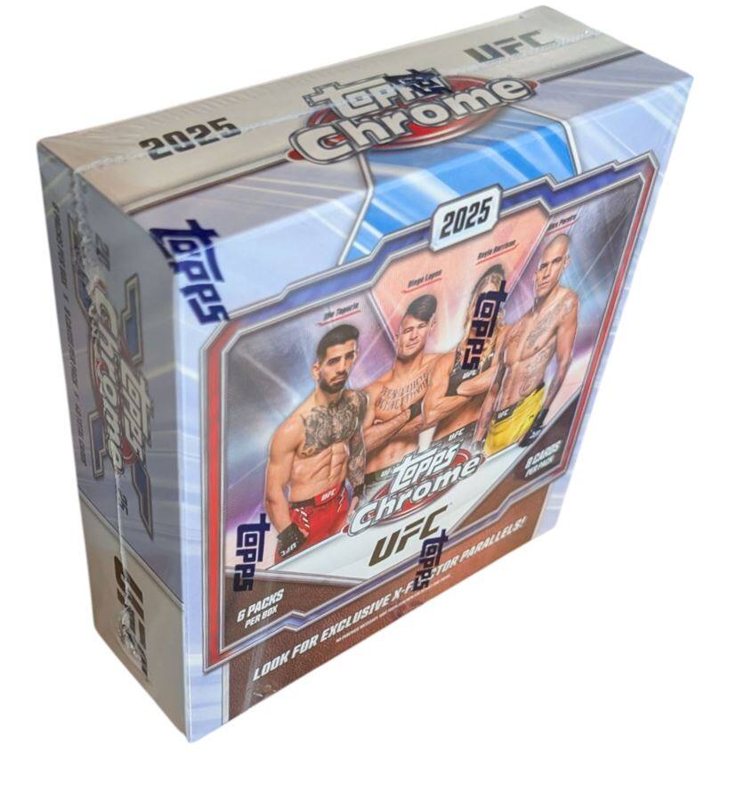 UFC Chrome  
2025  
Topps  
Topps Chrome UFC  
6 Packs per Box  
Look for Exclusive N-Factor Parallels!