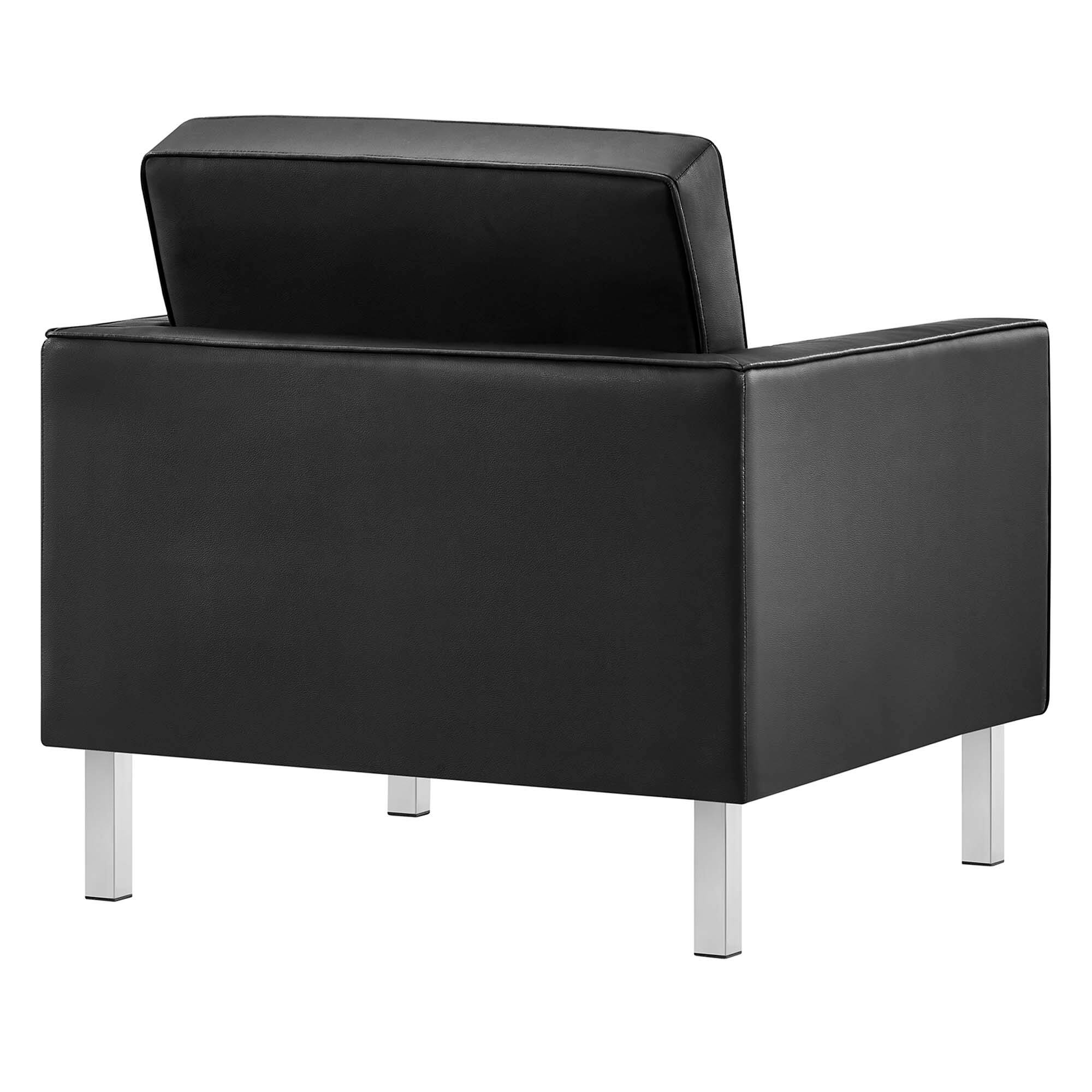 Alt View 2. Modway - Loft Tufted Vegan Leather Armchair and Ottoman Set by Modway - Black.