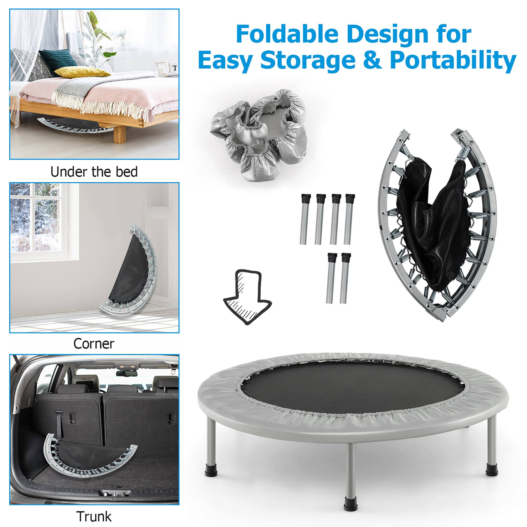 Foldable Design for Easy Storage & Portability

Under the bed

Corner

Trunk