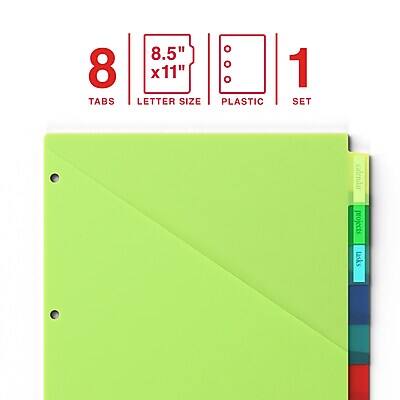 8 Tabs  
8.5" x 11" Letter Size  
Plastic  
1 Set  

Calendar Projects Tasks